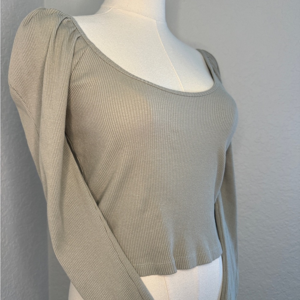 Zara Gray Ribbed Top - Picture 2 of 4